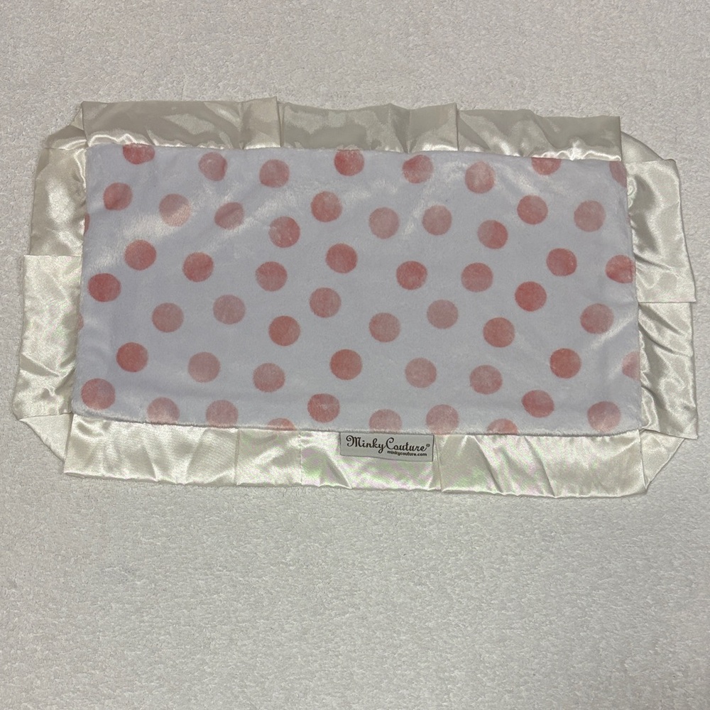 Minky Couture Pink Polka Dot Kids mini Blanket lovey security
